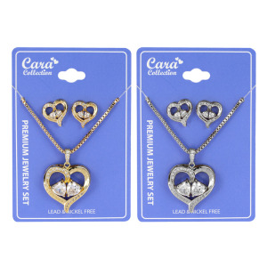 Premium heart jewelries for wholesale Set, Heart Design Earrings and Necklace #02, 1 Set