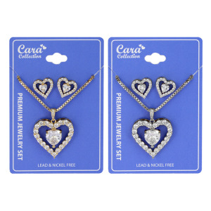 Premium Jewelry, Heart Design Earrings and Necklace #10, 1 SET