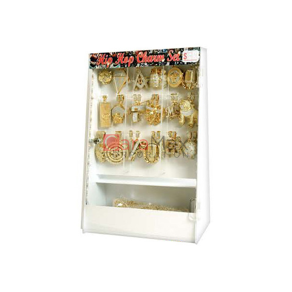 Hip Hop Charms Set, Iced Out Necklace LED Display with Base