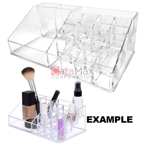 Clear Acrylic Makeup Tool & Beauty Supplies Organizer, 16 Section Divided  Organize Holder Modern Cosmetics Storage, Small (Empty)