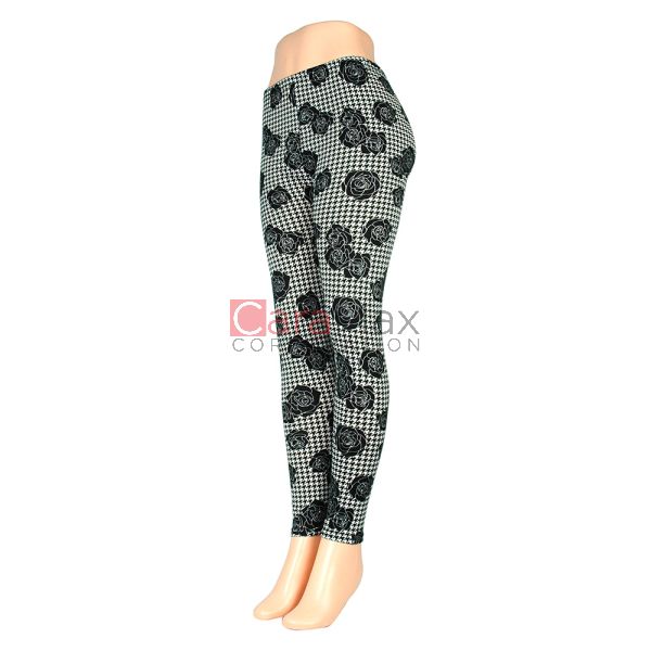 Women's High Waisted Tummy Control Fashion Leggings, Active Leggings Pants  for Women, #15 Houndstooth Rose Pattern