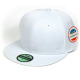 Flat Bill Plain Fitted Cap, Snapback Hat without Strap, White