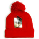 Cuff Pom Pom Knit Beanie, Premium Skull Slouch Hat Cap, Red