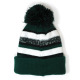 Cuff Pom Pom Stripe Knit Beanie, Premium Plain Skull Slouch Hat Cap, Hunter Green & Black