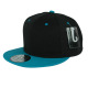 Two Color Plain Flat Bill Snapback Hat, Premium Classic, Black & Aqua, 12 Set