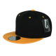 Two Color Plain Flat Bill Snapback Hat, Premium Classic, Black & Yellow