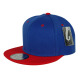 Two Color Plain Flat Bill Snapback Hat, Premium Classic, Blue & Red, 12 Set