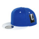 Two Color Plain Flat Bill Snapback Hat, Premium Classic, Blue & White, plain snapback hats.