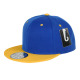 Two Color Plain Flat Bill Snapback Hat, Premium Classic, Blue & Yellow, 12 Set