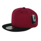 Two Color Plain Flat Bill Snapback Hat, Premium Classic, Burgundy & Black, 12 Set
