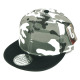 Two Color Plain Flat Bill Snapback Hat, Premium Classic, White Camo & Black
