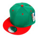 Two Color Plain Flat Bill Snapback Hat, Premium Classic, Green & Red, 12 Set
