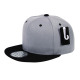 Two Color Plain Flat Bill Snapback Hat, Premium Classic, Gray & Black, 12 Set