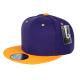 Two Color Plain Flat Bill Snapback Hat, Premium Classic, Purple & Yellow, 12 Set