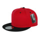 Two Color Plain Flat Bill Snapback Hat, Premium Classic, Red & Black, 12 Set