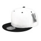 Two Color Plain Flat Bill Snapback Hat, Premium Classic, White & Black, 12 Set