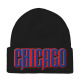 3D Embroidered Skull Cap, Embroidery Patch Beanies, #23 CHICAGO, 12 Set