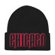 3D Embroidered Skull Cap, Embroidery Patch Beanies, #24 CHICAGO, 12 Set