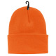 Classic solid color styled knit men and women winter hat skull cap beanie. Orange. 