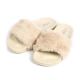 Women's Furry Faux Fur Fuzzy Slippers Cute Fluffy Sandals, Beige Color (Size Mix), 24 Pairs