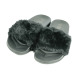 Women's Furry Faux Fur Fuzzy Slippers Cute Fluffy Sandals, Black Color (Size Mix), 24 Pairs