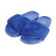 Women's Furry Faux Fur Fuzzy Slippers Cute Fluffy Sandals, Blue Color (Size Mix), 24 Pairs