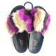 Women's Furry Faux Fur Fuzzy Slippers Cute Fluffy Sandals, Mix Color (Size Mix), 24 Pairs