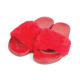 Women's Furry Faux Fur Fuzzy Slippers Cute Fluffy Sandals, Red Color (Size Mix), 24 Pairs