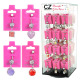 Cubic Zirconia, Gold & Rhodium, Mix, Assorted Belly Piercing Dangle, Turntable Turning Rotating Stack Display, 72 Set