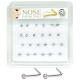 Nose Piercing Pin Body Jewelry, L-Shape #1 Silver, Refill, 30 Set