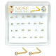 Nose Piercing Pin Body Jewelry, L-Shape #2 Gold, Refill, 30 Set