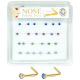 Nose Piercing Pin Body Jewelry, L-Shape #4 Gold, Refill, 30 Set