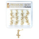 Premium Nose Piercing Pin Body Jewelry, Dangle L-Shape, Gold or Rhodium #PL14, Refill, 1 Set