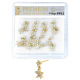 Premium Nose Piercing Pin Body Jewelry, Dangle Pin-Shape, Gold or Rhodium #PP13, Refill, 1 Set