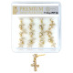 Premium Nose Piercing Pin Body Jewelry, Dangle Pin-Shape, Gold or Rhodium #PP14, Refill, 1 Set