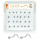 Nose Piercing Pin Body Jewelry, Screw-Shape #5 Silver, Refill, 30 Set