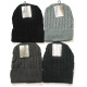 Cuff Twisted Cable Cap, Plain Color Knit Beanie Hat, Assorted Color 12 Set #04